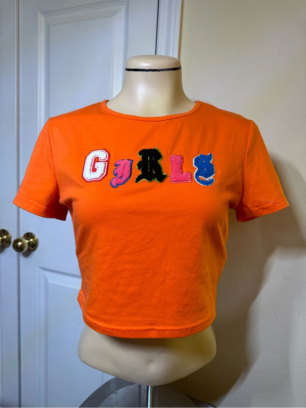 SHEIN Bright Orange Crewneck Tee